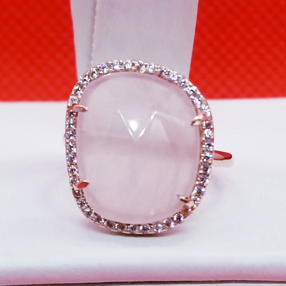 14KT ROSE GOLD PLATED HALO RING AND EARRINGS SET - Picture 2 of 3